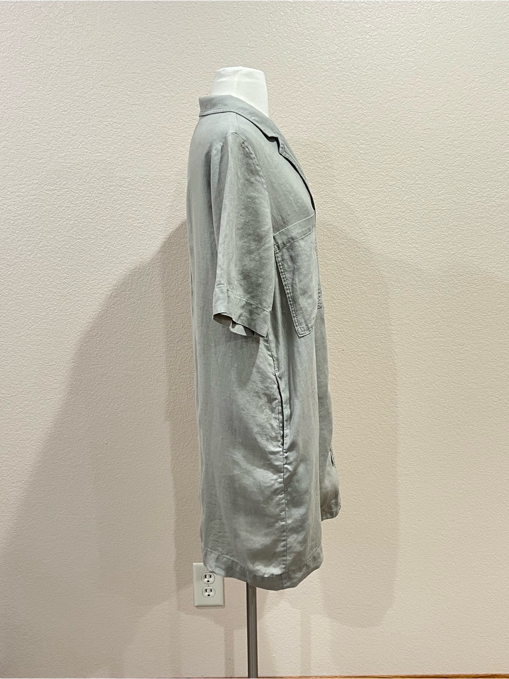 Everlane Seagrass Green Linen Notch Workwear Shirtdress Size Medium - Picture 9 of 15